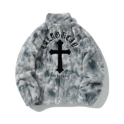 LIGHT GREY CHROME FUR JACKET