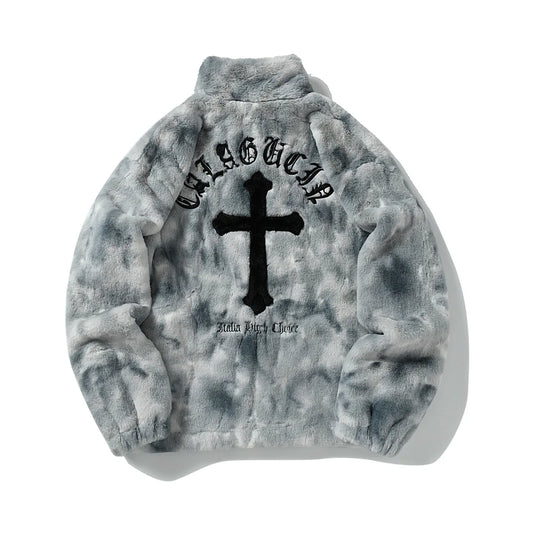 LIGHT GREY CHROME FUR JACKET