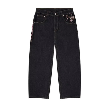 PLUM BLOSSOM EMBROIDERY DENIM