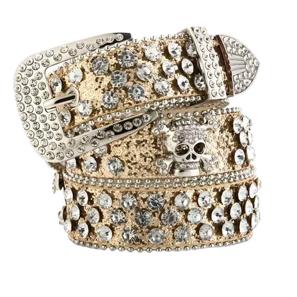 GOLD  RHINESTONE SKULL BELT